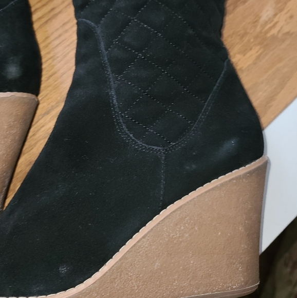 Boot black with grey wedge heel knee High boot - Picture 13 of 15